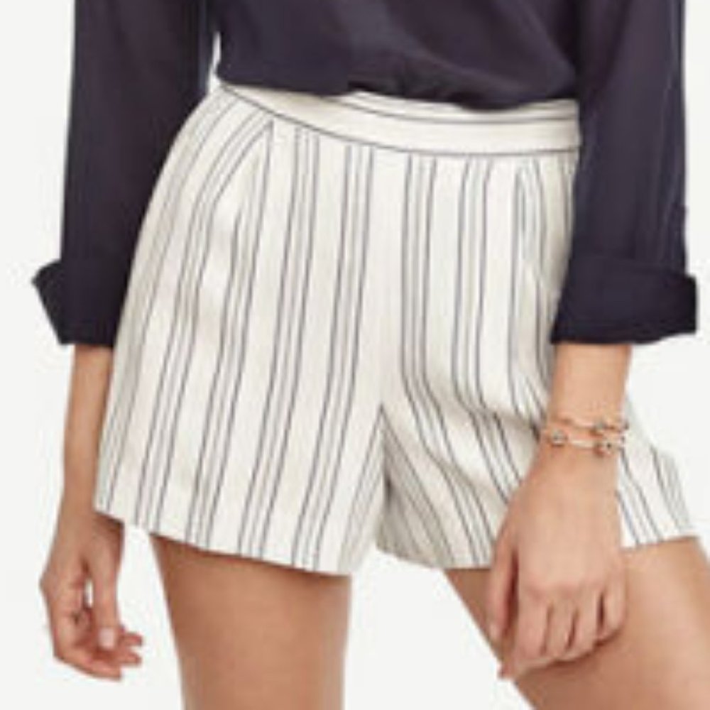 Ann Taylor White & Blue Striped Drapey Shorts